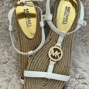 Michael Kors White and Tan Gladiator Sandals